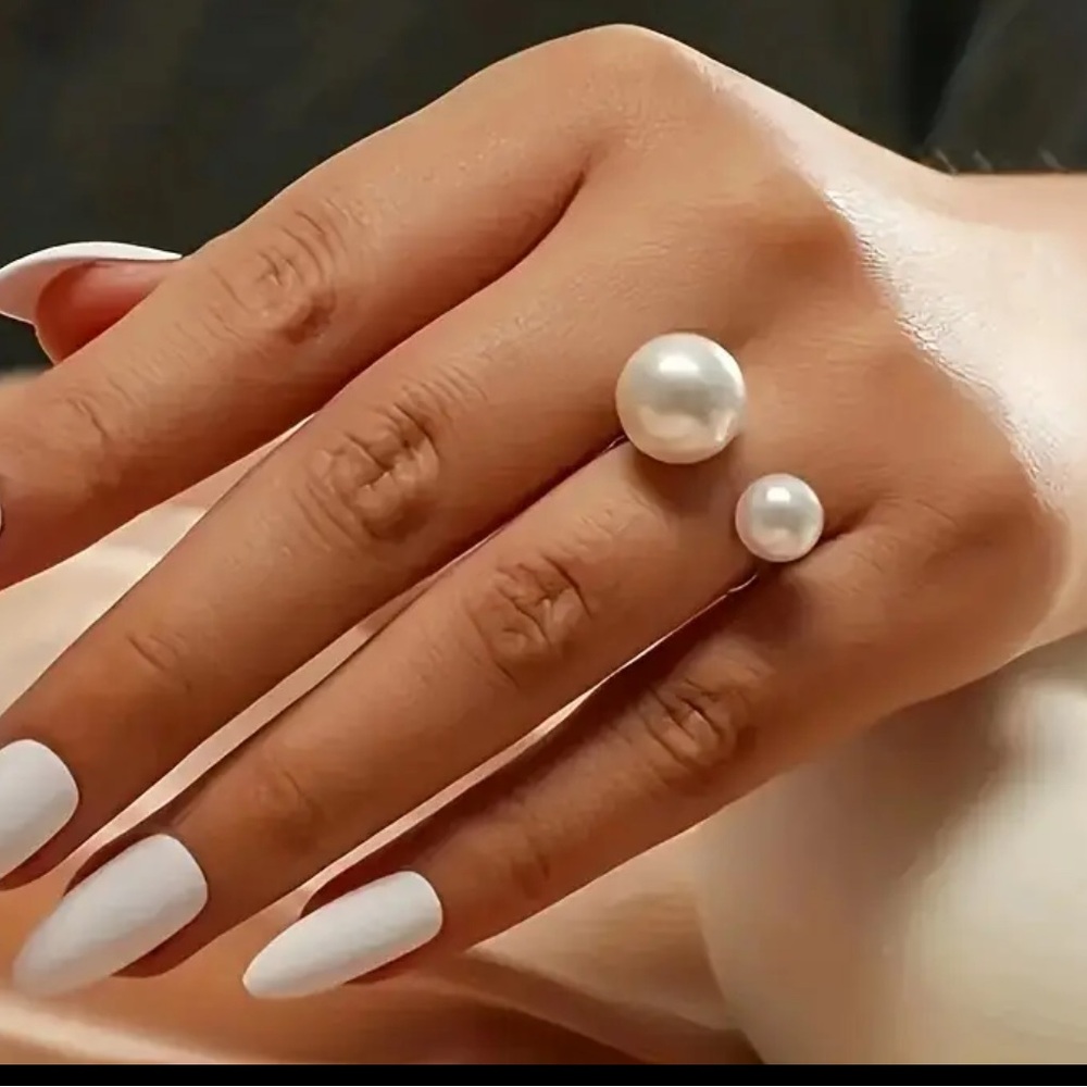 Elegant White Pearl Open Ring - Women Jewelry